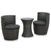 3 Piece Bistro Set with Cushions Poly Rattan Grey Anoak