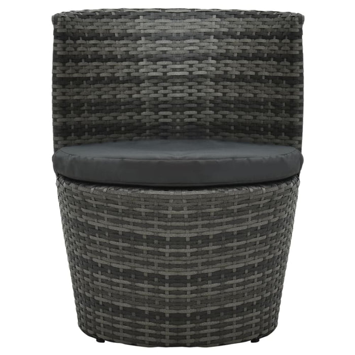 3 Piece Bistro Set with Cushions Poly Rattan Grey Anoak