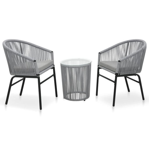 3 Piece Bistro Set with Cushions Pe Rattan Grey Anoab