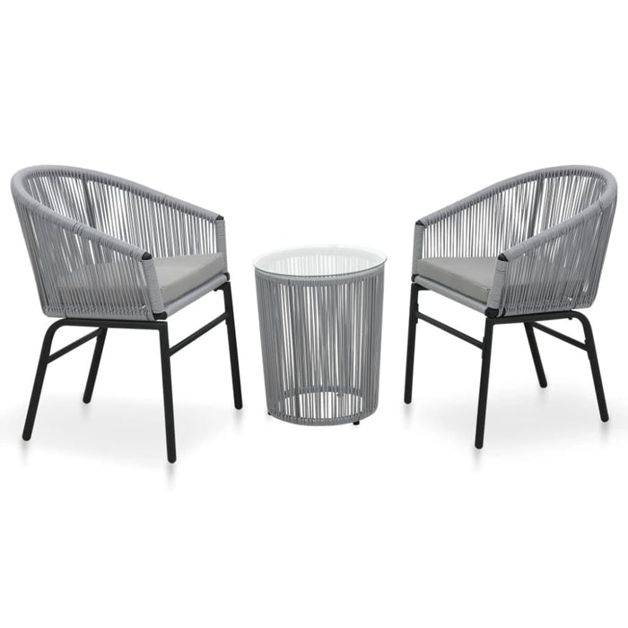 3 Piece Bistro Set with Cushions Pe Rattan Grey Anoab