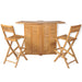 3 Piece Bistro Set with Folding Chairs Solid Teak Wood Atnbp