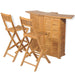 3 Piece Bistro Set with Folding Chairs Solid Teak Wood Atnbp