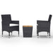 3 Piece Bistro Set Poly Rattan and Acacia Wood Black Tbpntlx
