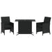 3 Piece Bistro Set with Cushions Black Poly Rattan Tlpooi