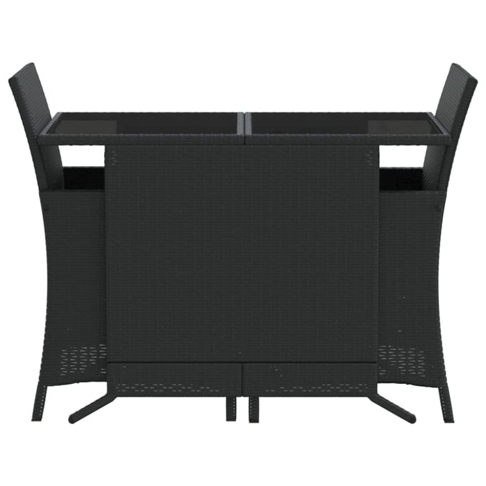 3 Piece Bistro Set with Cushions Black Poly Rattan Tlpooi