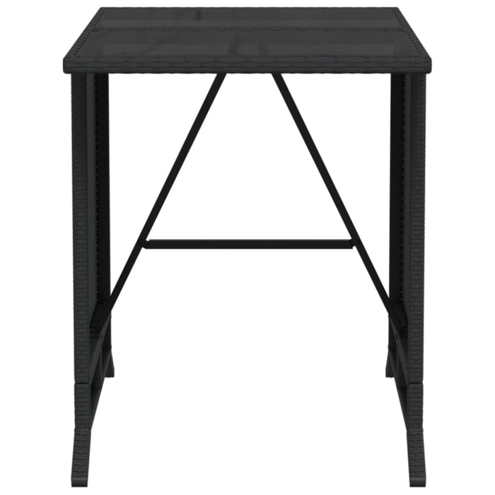 3 Piece Bistro Set with Cushions Black Poly Rattan Tlpooi