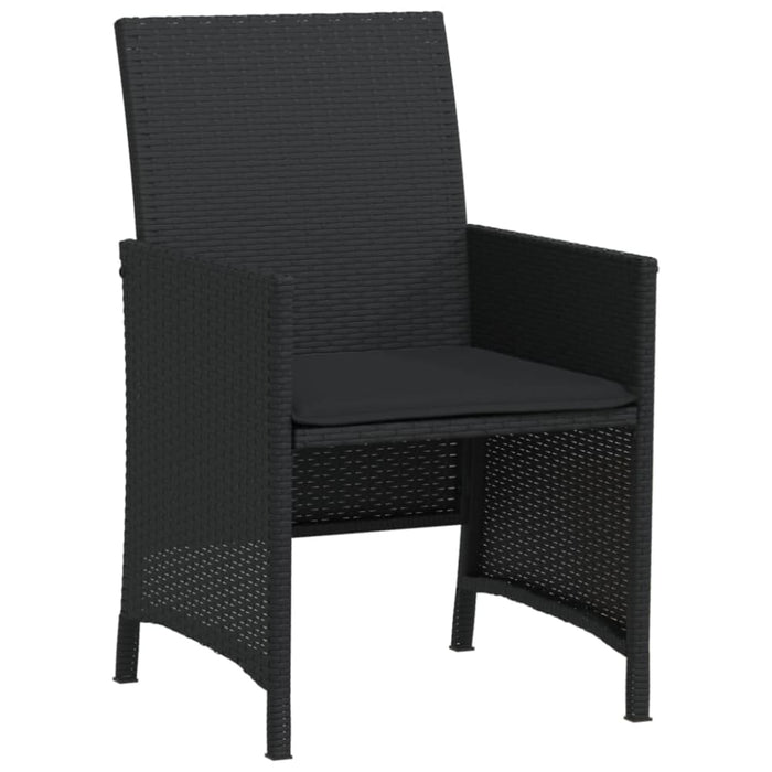 3 Piece Bistro Set with Cushions Black Poly Rattan Tlpooi