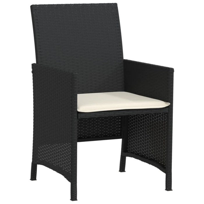 3 Piece Bistro Set with Cushions Black Poly Rattan Tlpoxa