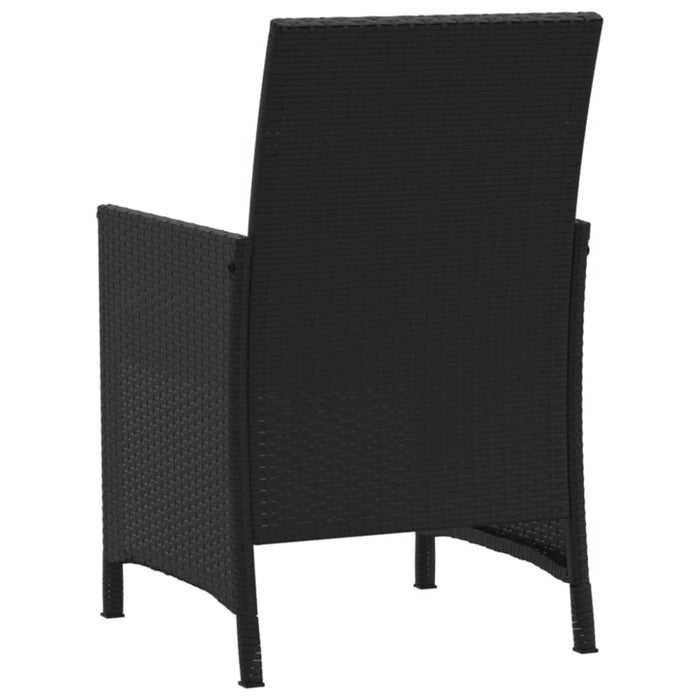 3 Piece Bistro Set with Cushions Black Poly Rattan Tlpoxa