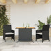3 Piece Bistro Set with Cushions Black Poly Rattan Tlpoxa