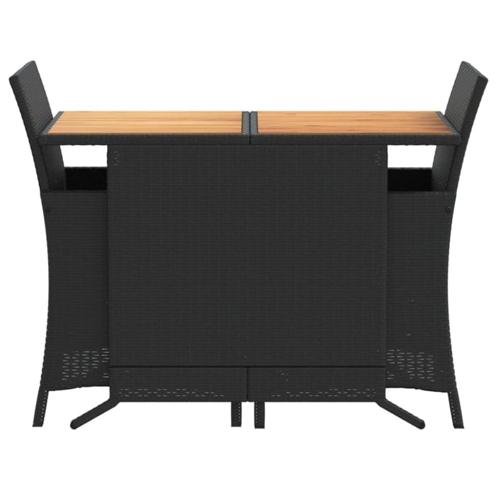 3 Piece Bistro Set with Cushions Black Poly Rattan Tlpoxa