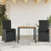 3 Piece Bistro Set with Cushions Black Poly Rattan Txoxaia