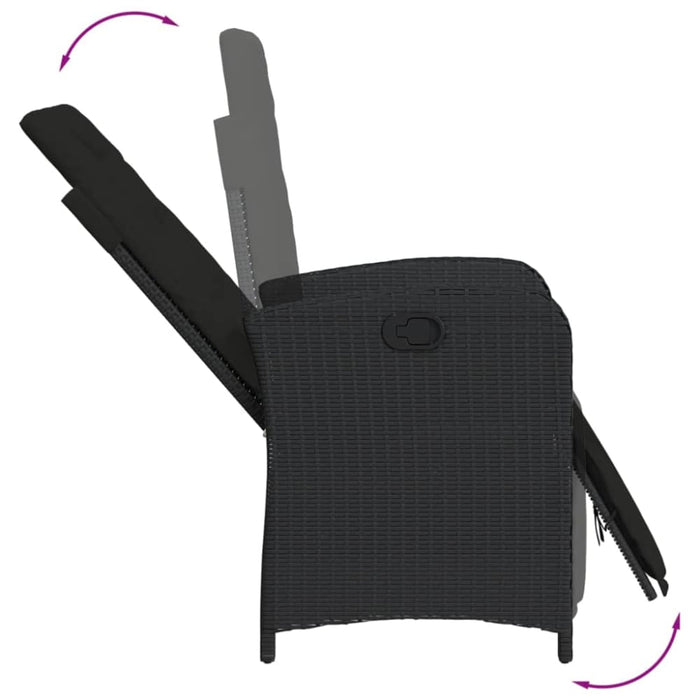 3 Piece Bistro Set with Cushions Black Poly Rattan Txoxaia