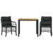 3 Piece Bistro Set with Cushions Black Poly Rattan Txoxbax