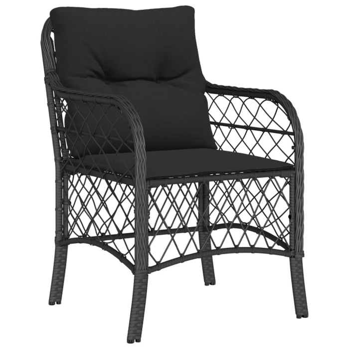 3 Piece Bistro Set with Cushions Black Poly Rattan Txoxbax