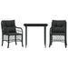 3 Piece Bistro Set with Cushions Black Poly Rattan Txoxbkl