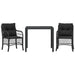 3 Piece Bistro Set with Cushions Black Poly Rattan Txoxbxa