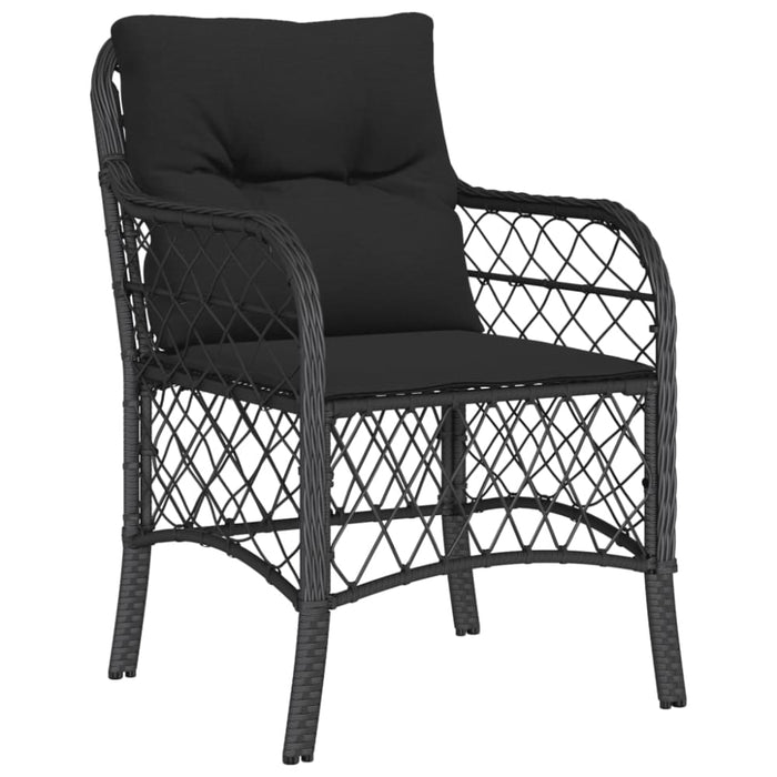 3 Piece Bistro Set with Cushions Black Poly Rattan Txoxobt