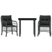 3 Piece Bistro Set with Cushions Black Poly Rattan Txoxobt