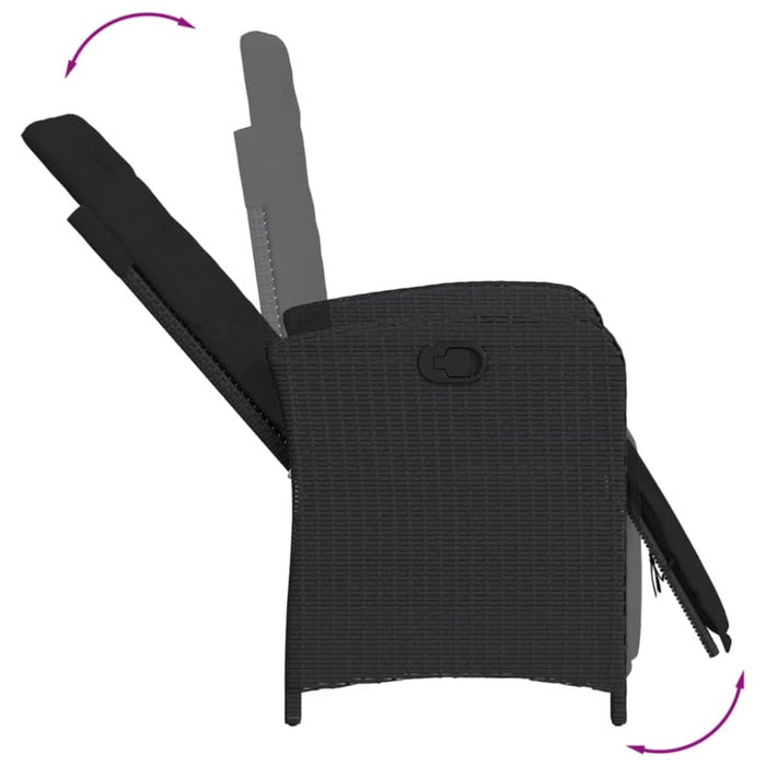 3 Piece Bistro Set with Cushions Black Poly Rattan Txoxptp