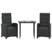 3 Piece Bistro Set With Cushions Black Poly Rattan Txoxpxn