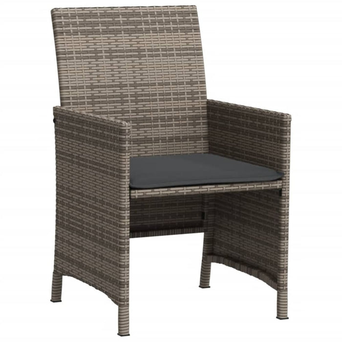 3 Piece Bistro Set With Cushions Grey Poly Rattan Tlpook