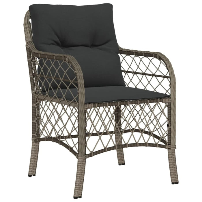 3 Piece Bistro Set With Cushions Grey Poly Rattan Txoxoto
