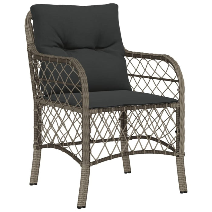 3 Piece Bistro Set With Cushions Grey Poly Rattan Txoxoxa