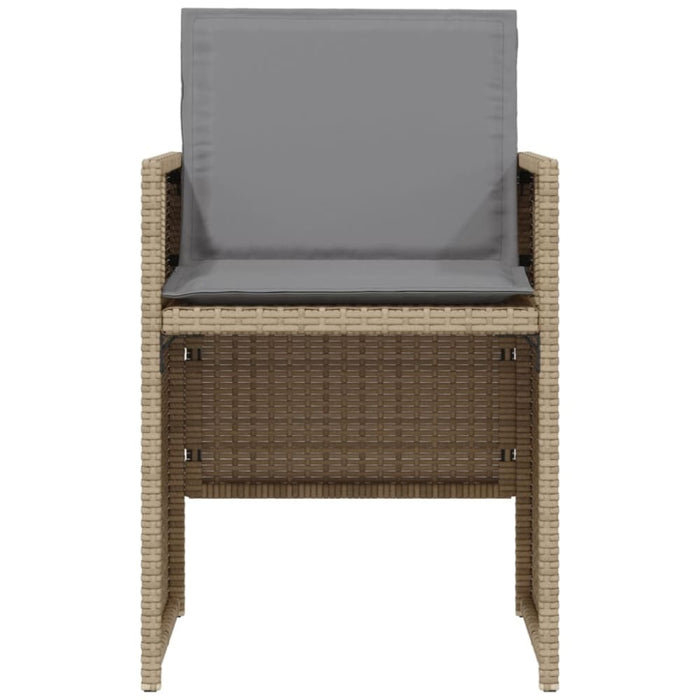 3 Piece Bistro Set with Cushions Mix Beige Poly Rattan