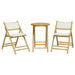 3 Piece Folding Bistro Set with Cream White Cushions Bamboo