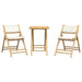 3 Piece Folding Bistro Set with Cream White Cushions Bamboo