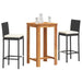 3 Piece Garden Bar Set Black Solid Wood Acacia and Poly