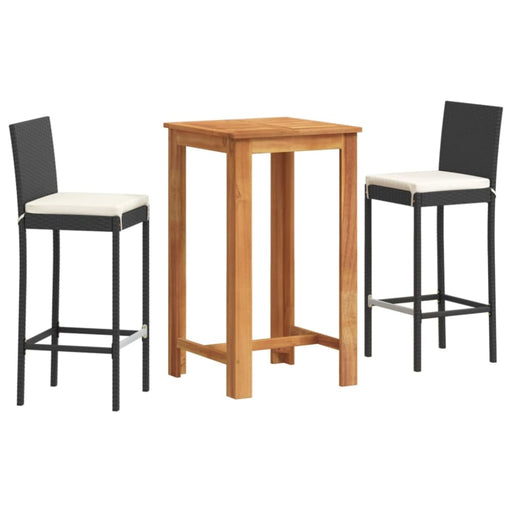 3 Piece Garden Bar Set Black Solid Wood Acacia and Poly