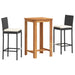 3 Piece Garden Bar Set Black Solid Wood Acacia and Poly