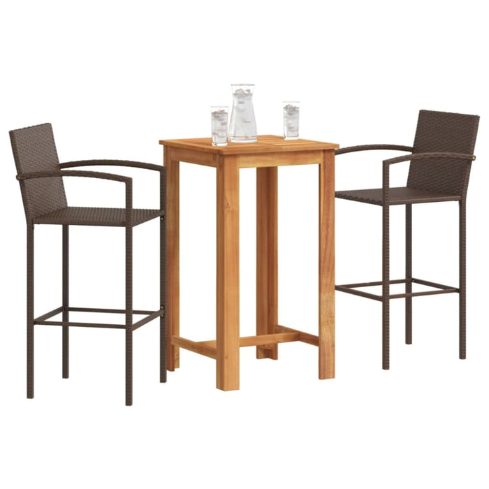 3 Piece Garden Bar Set Brown Solid Wood Acacia and Poly