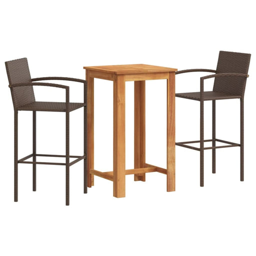 3 Piece Garden Bar Set Brown Solid Wood Acacia and Poly