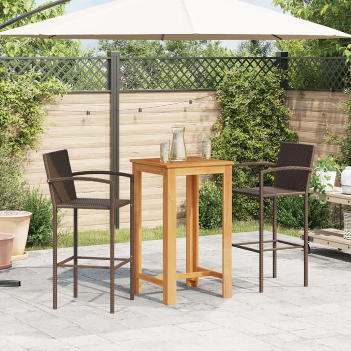 3 Piece Garden Bar Set Brown Solid Wood Acacia and Poly