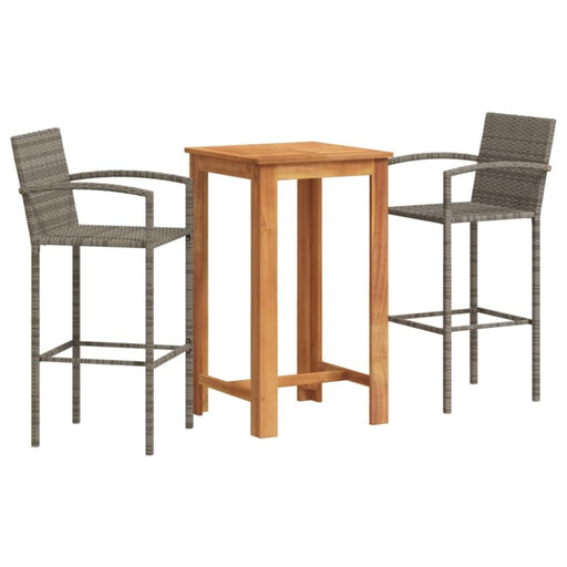3 Piece Garden Bar Set Grey Solid Wood Acacia and Poly