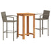 3 Piece Garden Bar Set Grey Solid Wood Acacia and Poly