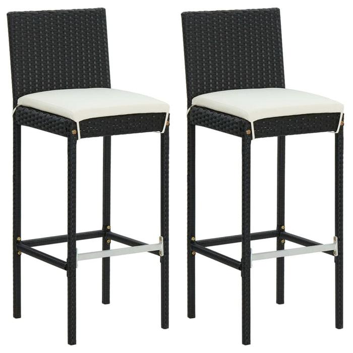 3 Piece Garden Bar Set with Cushions Black Tblanno