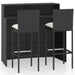 3 Piece Garden Bar Set with Cushions Black Tblanno