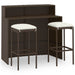 3 Piece Garden Bar Set with Cushions Brown Tblanix