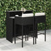 3 Piece Garden Bar Set with Cushions Poly Rattan Black
