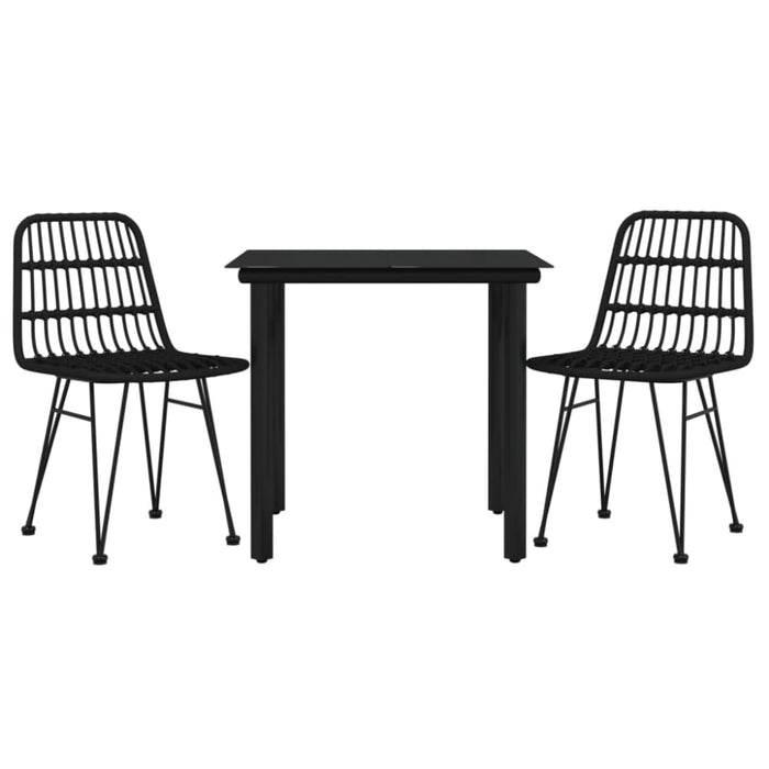 3 Piece Garden Dining Set Black Poly Rattan Topinka