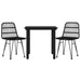 3 Piece Garden Dining Set Black Poly Rattan Topinka