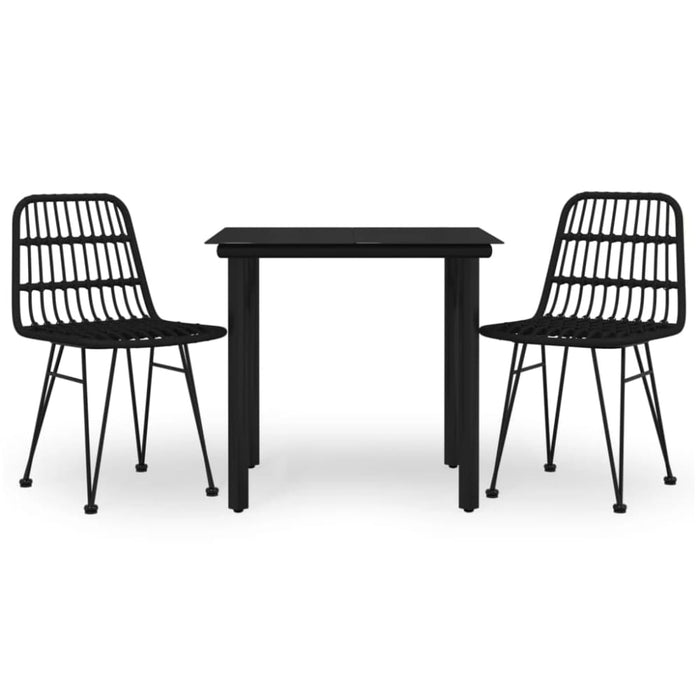 3 Piece Garden Dining Set Black Poly Rattan Topinka