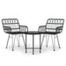 3 Piece Garden Dining Set Black Poly Rattan Topintb