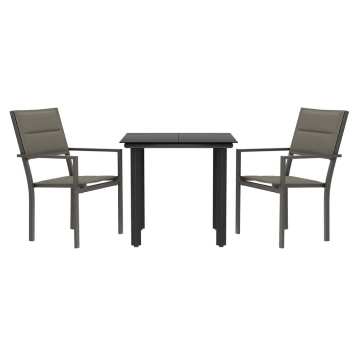 3 Piece Garden Dining Set Black Steel and Textilene Txbbiax
