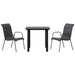 3 Piece Garden Dining Set Black Steel and Textilene Txbbiob