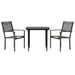 3 Piece Garden Dining Set Black Steel and Textilene Txbbion